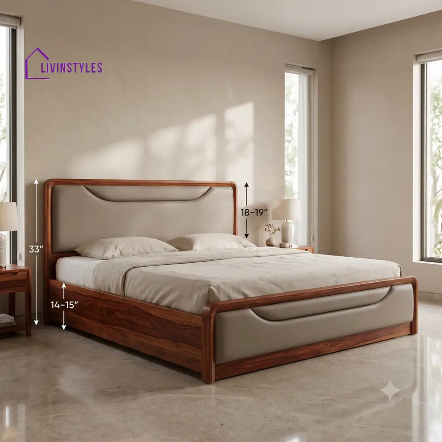 Meena Wooden Bed | Solid Wood Double Bed | Wooden King size bed & Wooden Queen size bed