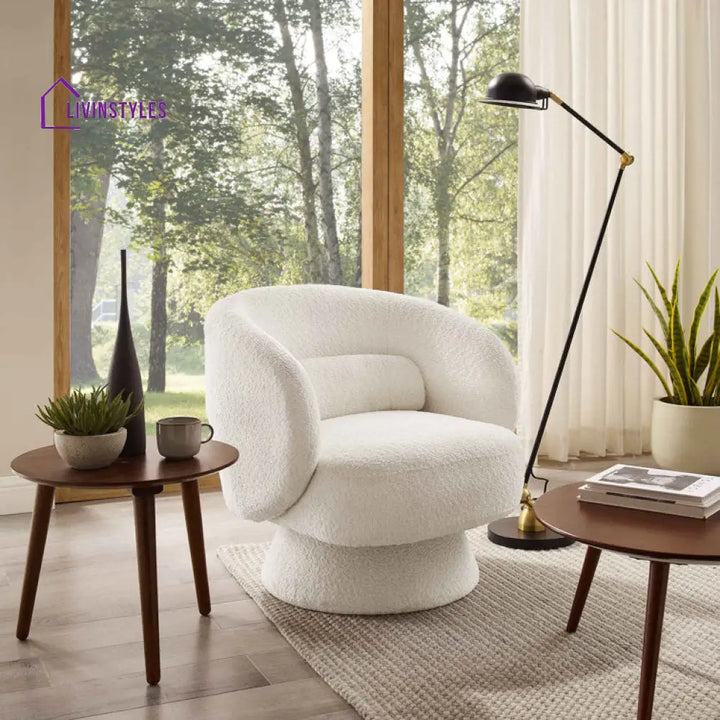 Meenakshi Solid Wood and Fabric Arm Chair | Living Room Chair | Lounge Chair