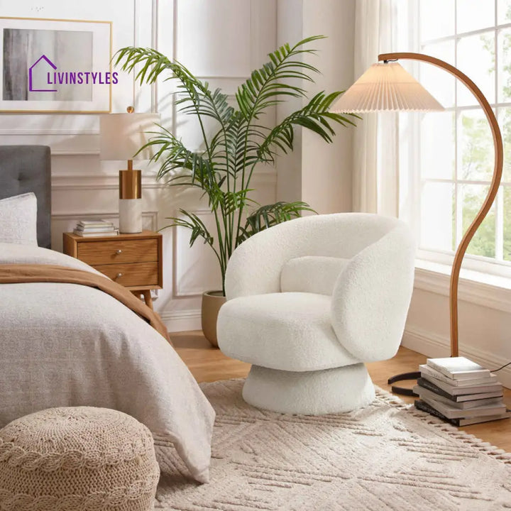 Meenakshi Solid Wood and Fabric Arm Chair | Living Room Chair | Lounge Chair