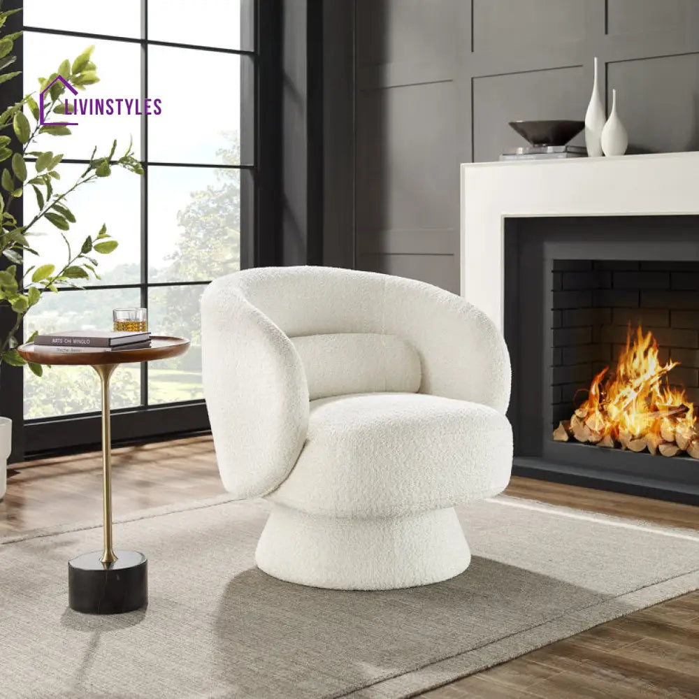 Meenakshi Solid Wood and Fabric Arm Chair | Living Room Chair | Lounge Chair
