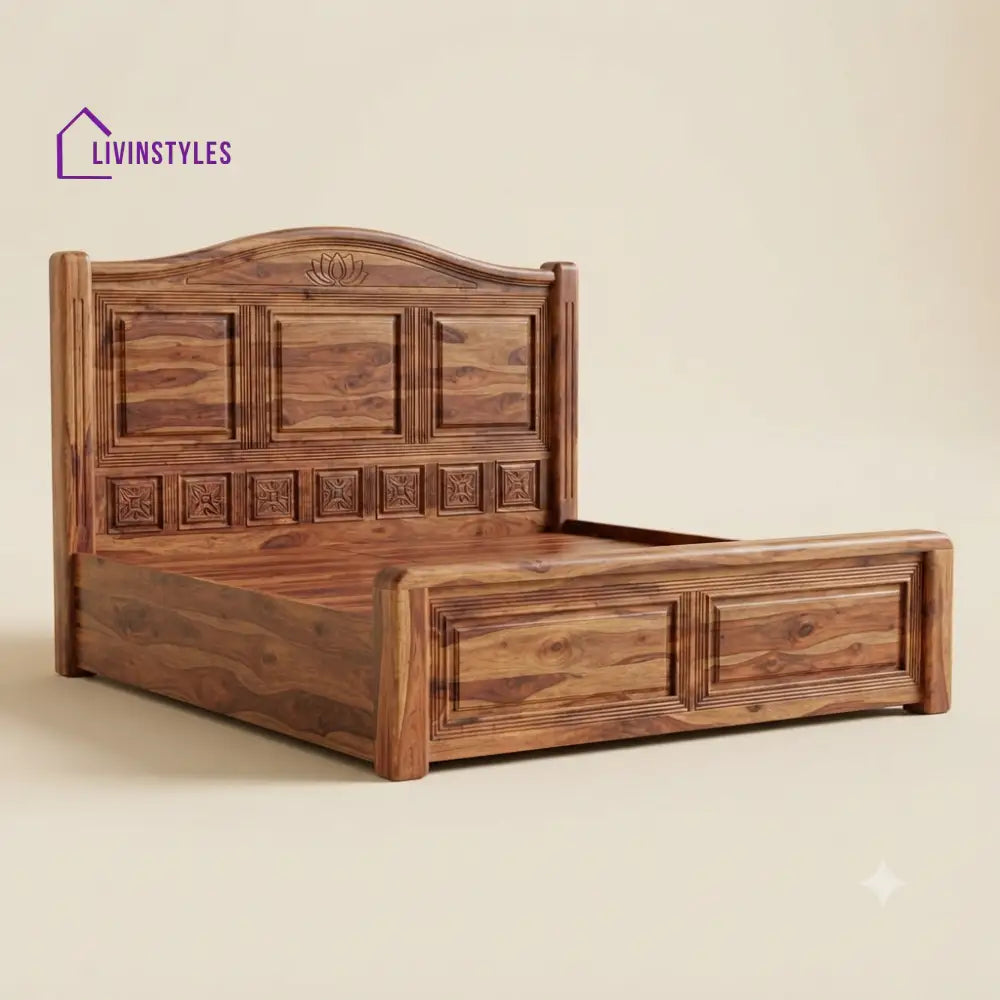 Meenambika Sheesham Wood Bed With Box Storage | Wooden Bed