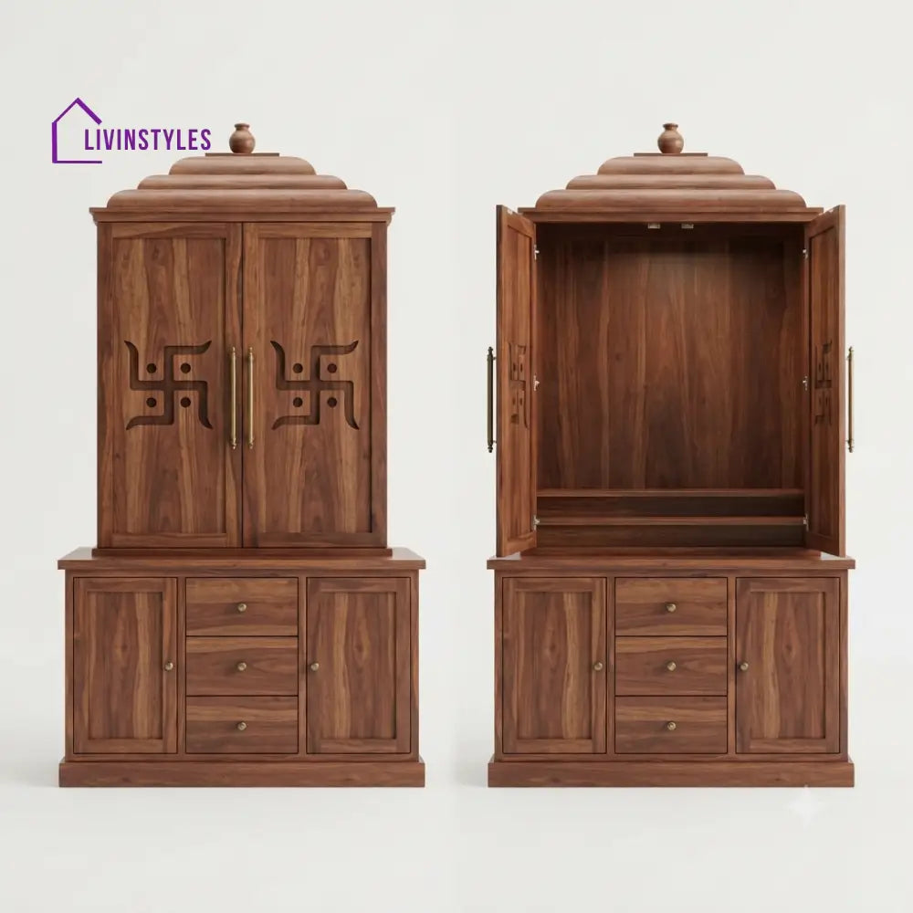 Meera Premium Solid Wood Home Temple | Pooja Mandir for Home