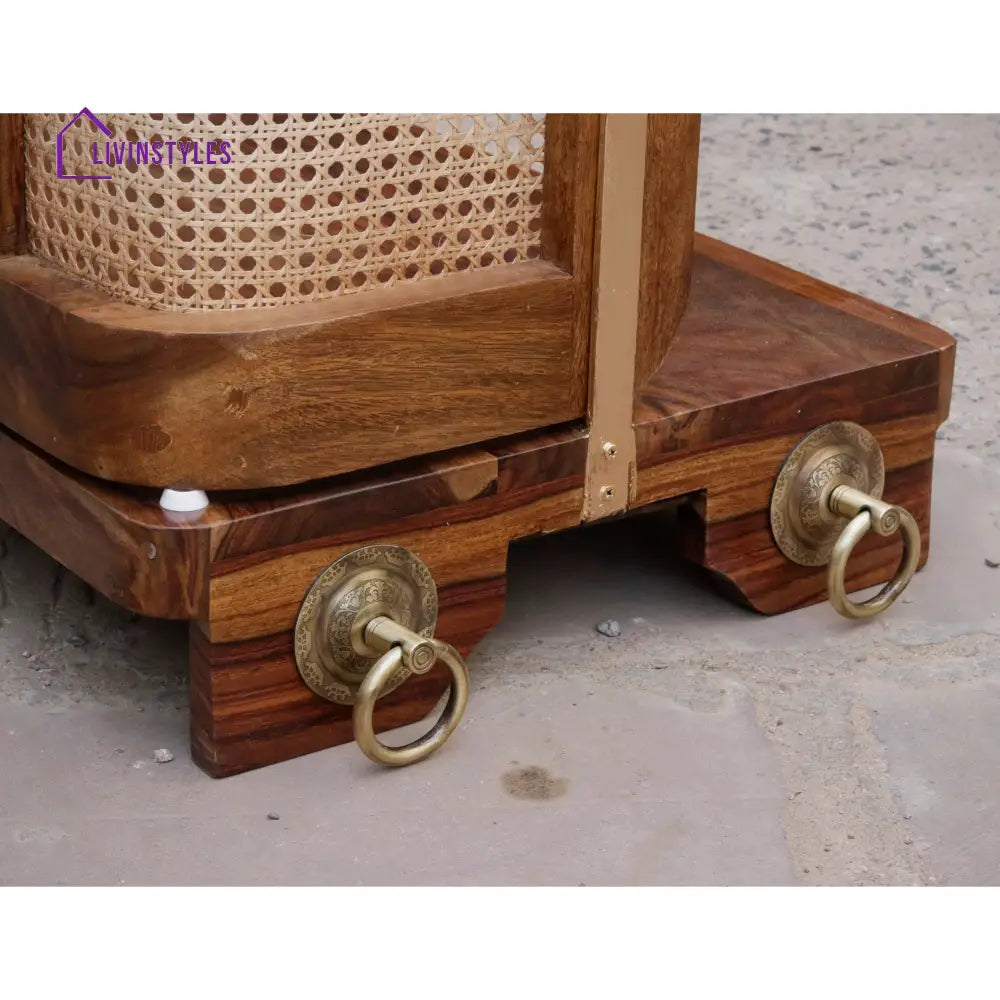 Meera Vintage Farmhouse Finished Handmade Wooden Cane Back Swing Swing