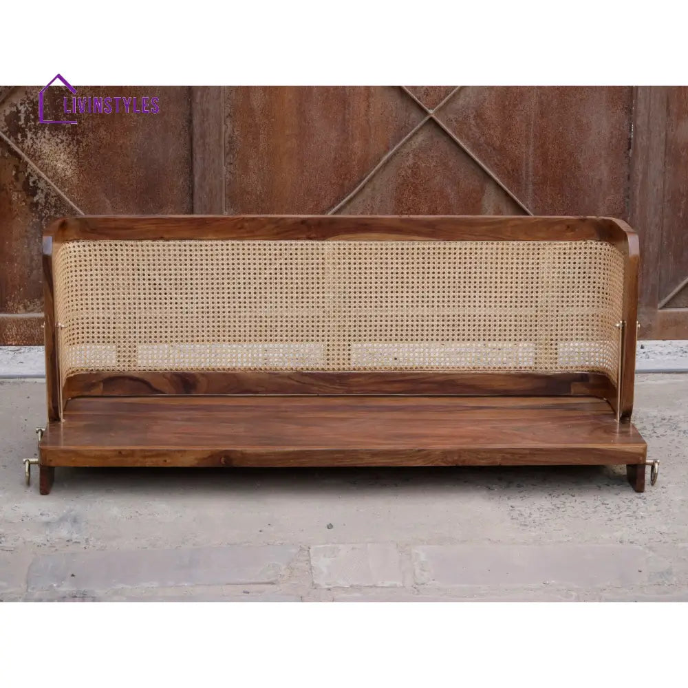 Meera Vintage Farmhouse Finished Handmade Wooden Cane Back Swing Swing