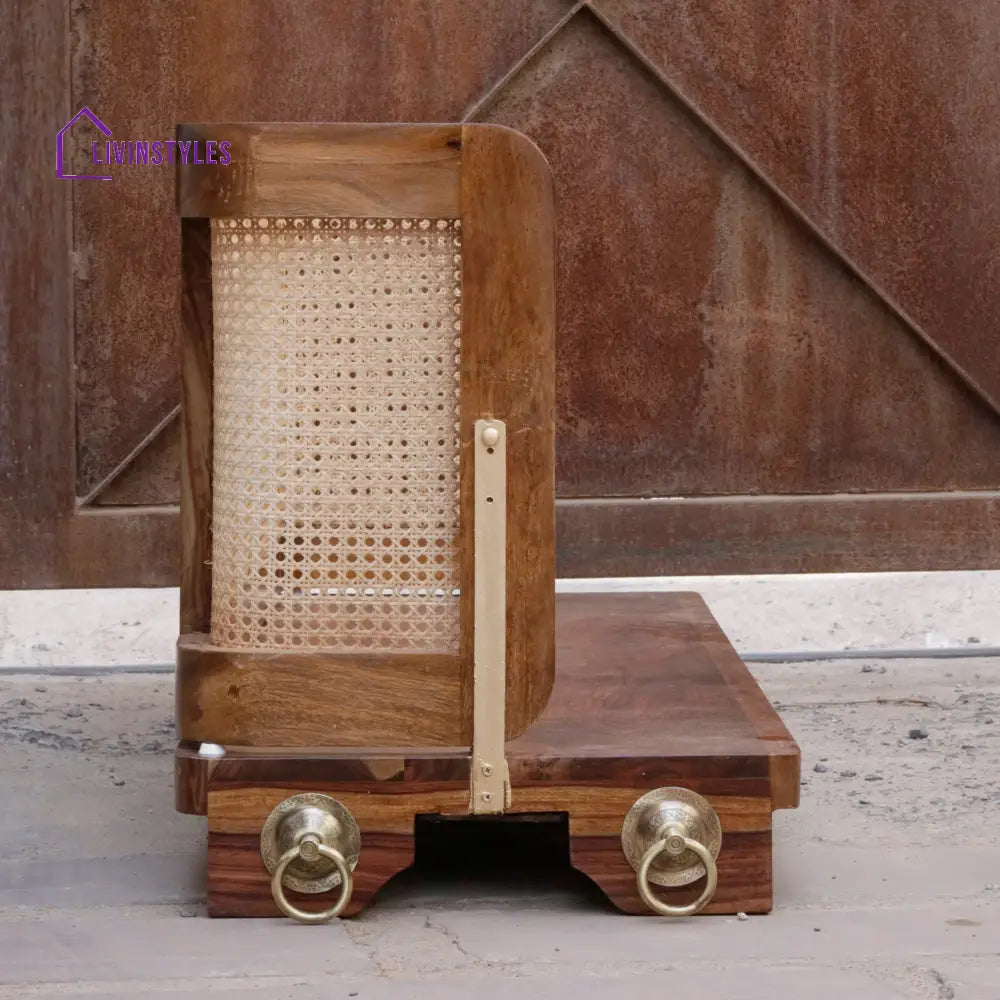 Meera Vintage Farmhouse Finished Handmade Wooden Cane Back Swing Swing