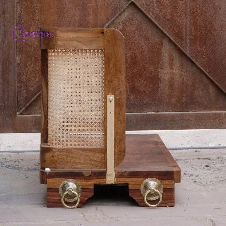Meera Vintage Farmhouse Finished Handmade Wooden Cane Back Swing Swing
