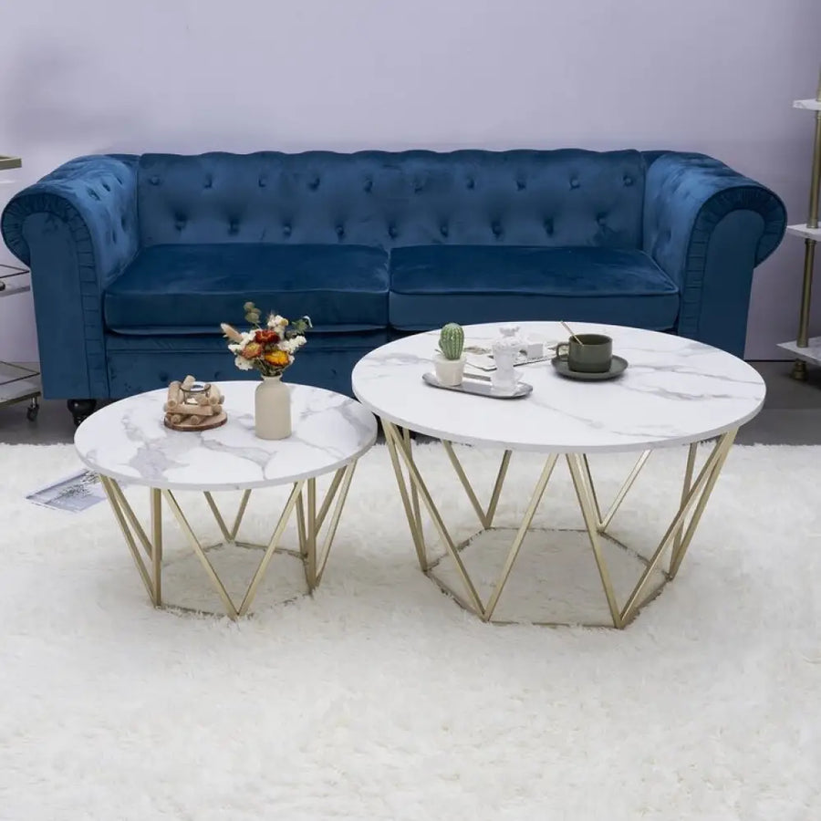 Megan Metal And Marble Top Coffee Table