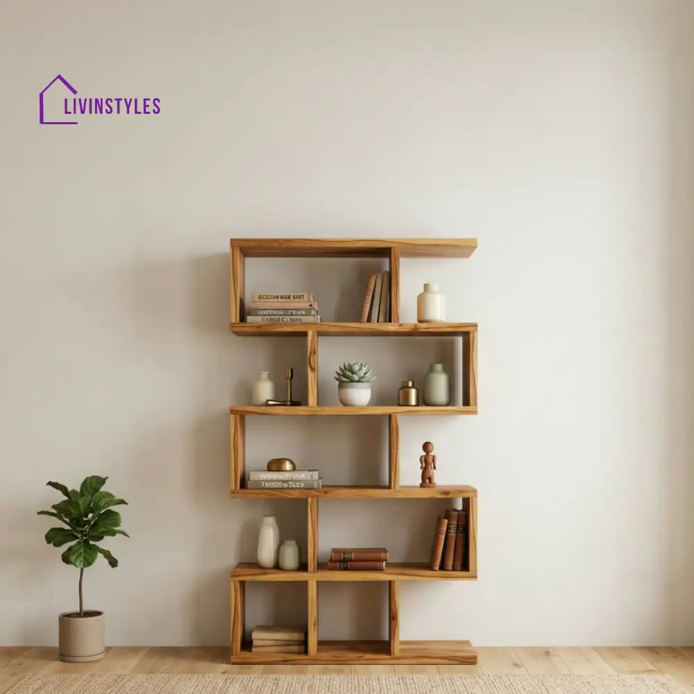 Megan Sheesham Wood Ladder Book Shelf (Honey Finish)