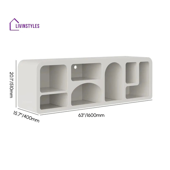 Megan White Finish Solid Wood Mango Wood Tv Unit | Console for Living