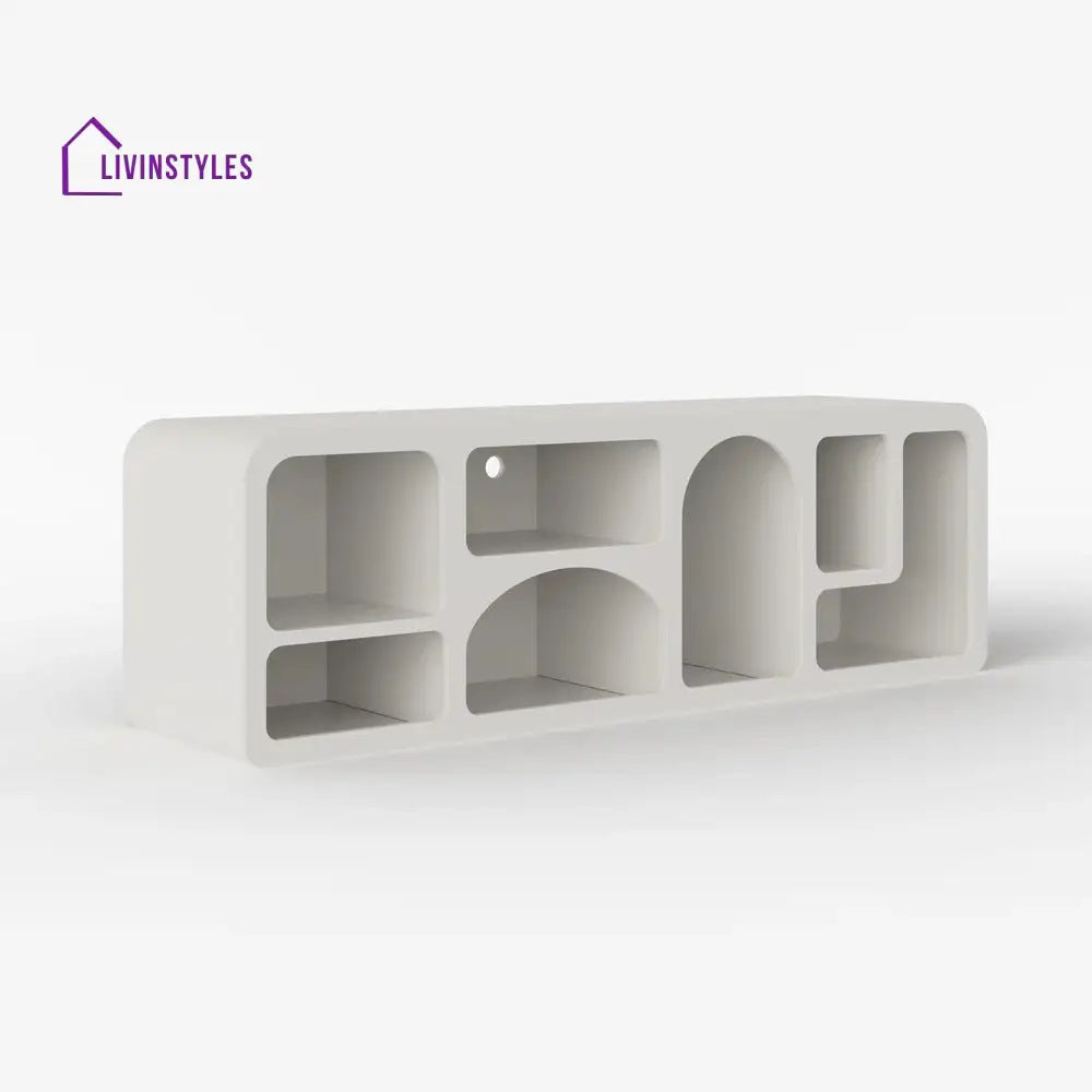 Megan White Finish Solid Wood Mango Wood Tv Unit | Console for Living