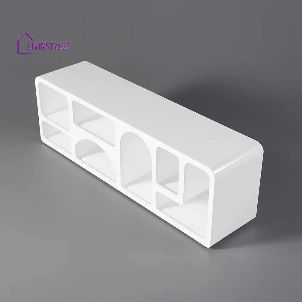 Megan White Finish Solid Wood Mango Wood Tv Unit | Console for Living