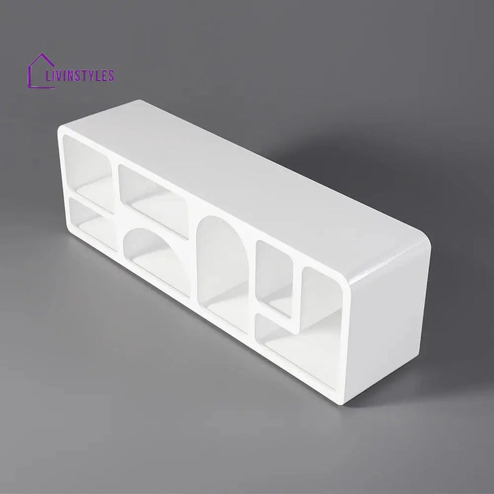 Megan White Finish Solid Wood Mango Wood Tv Unit | Console for Living