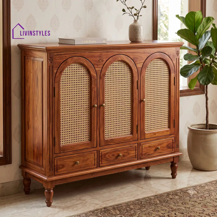 Megha Sheesham Wood Shoe Rack | Wooden Shoe Cabinet