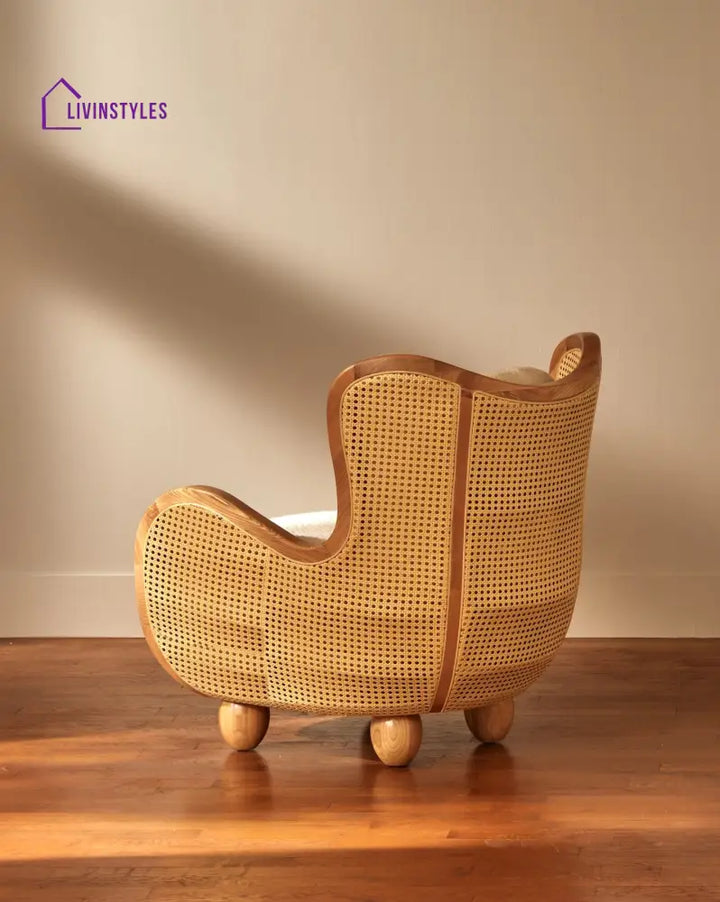 Meghna Solid Wood and Fabric Arm Chair | Living Room Chair | Lounge Chair