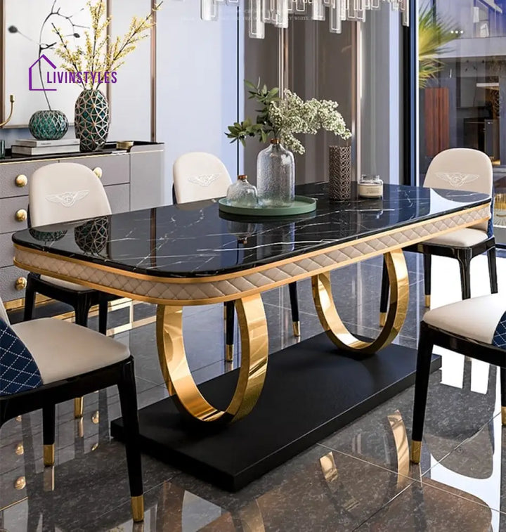 Designer Modern Rectangle Black Marble Dining Table