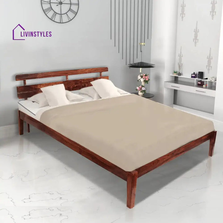 Amira Solid Wood Beds Queen / Honey Bed without storage