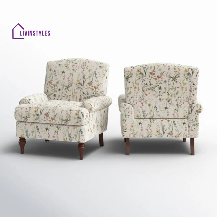Meher Solid Wood Frame and Fabric Arm Chair | Living Room Chair | Lounge Chair