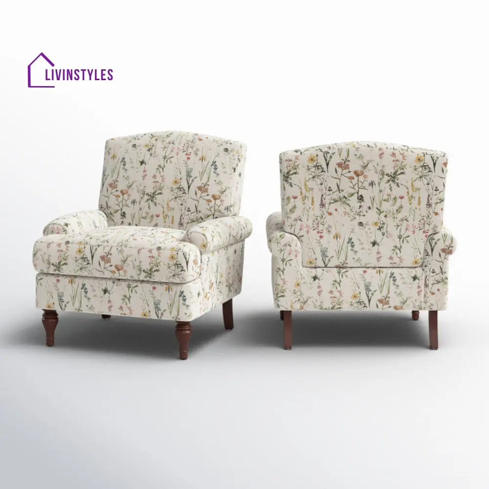 Meher Solid Wood Frame and Fabric Arm Chair | Living Room Chair | Lounge Chair