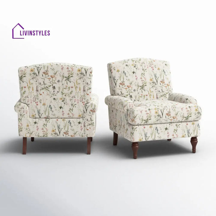 Meher Solid Wood Frame and Fabric Arm Chair | Living Room Chair | Lounge Chair