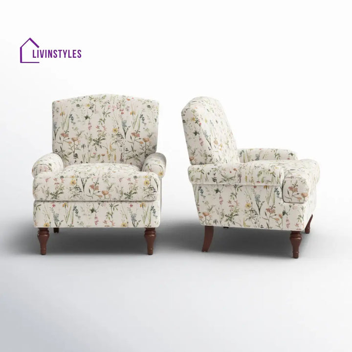 Meher Solid Wood Frame and Fabric Arm Chair | Living Room Chair | Lounge Chair