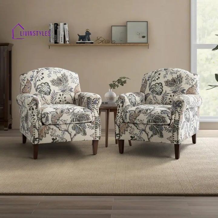 Mehulika Solid Wood and Fabric Arm Chair | Living Room Chair | Lounge Chair