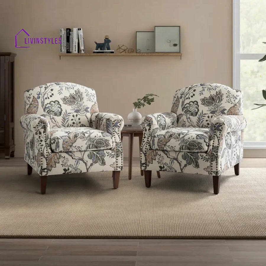 Mehulika Solid Wood and Fabric Arm Chair | Living Room Chair | Lounge Chair