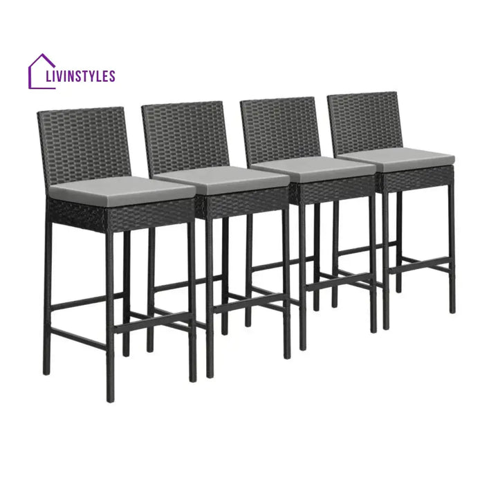 Mei 4-Piece Outdoor Rattan Wicker Bar Chairs - Bar Chairs