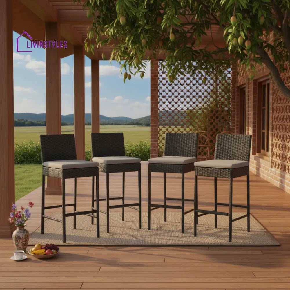 Mei 4-Piece Outdoor Rattan Wicker Bar Chairs - Bar Chairs