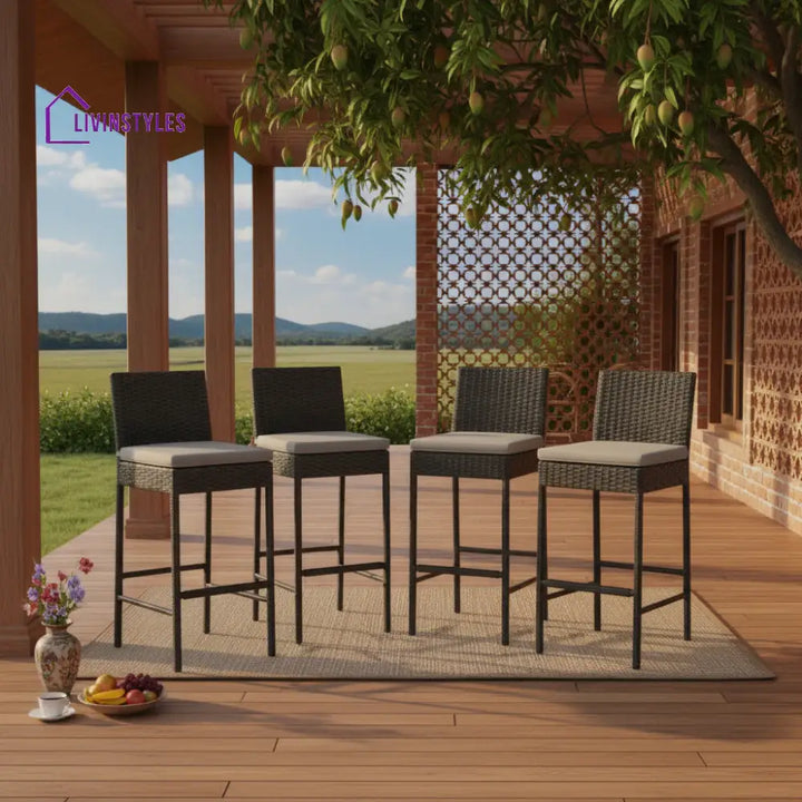 Mei 4-Piece Outdoor Rattan Wicker Bar Chairs - Bar Chairs