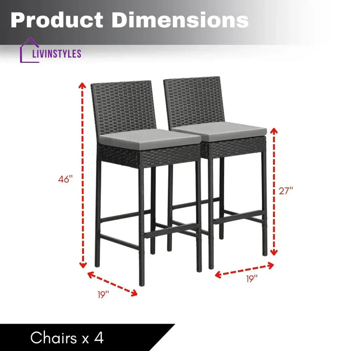 Mei 4-Piece Outdoor Rattan Wicker Bar Chairs - Bar Chairs