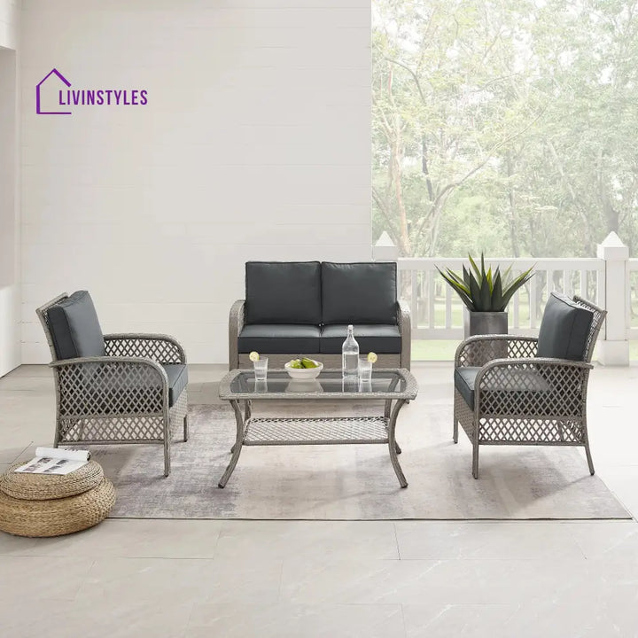 Meier Outdoor Sofa Set 2 Seater 2 Single seater and 1 Center Table (Grey) - Sofa Sets