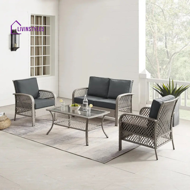 Meier Outdoor Sofa Set 2 Seater 2 Single seater and 1 Center Table (Grey) - Sofa Sets