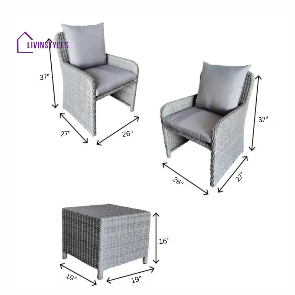 Meino Outdoor Patio Seating Set 2 Chairs and 1 Table Set - Coffee Table Sets