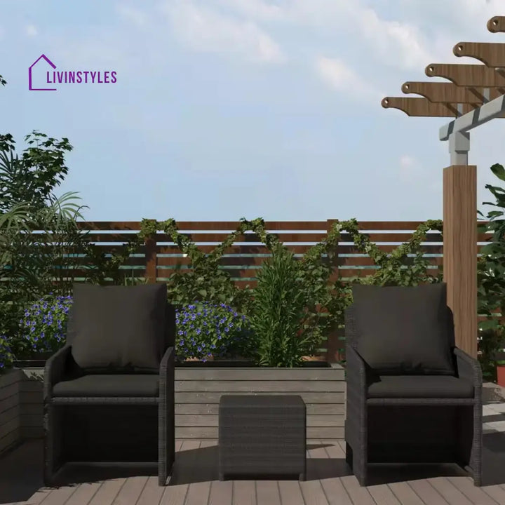 Meino Outdoor Patio Seating Set 2 Chairs and 1 Table Set - Dark Grey - Coffee Table Sets