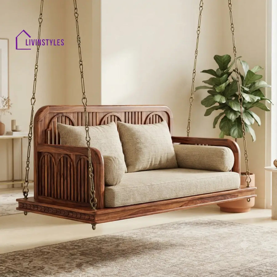 Mélanie 2 Seater Wooden Swing for Home | Wooden Jhula for home