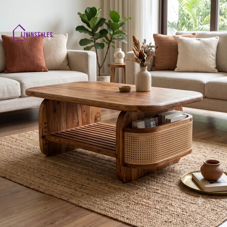 Mélanie Wooden Coffee Table for Living Room | Tea Table | Teapoy | Center table