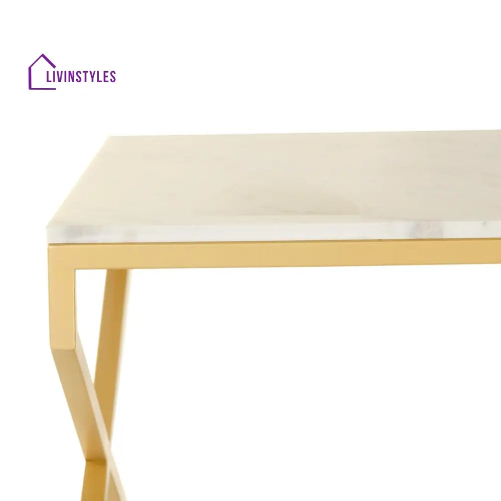 Melbourne Marble Coffee Table In Gold Finish