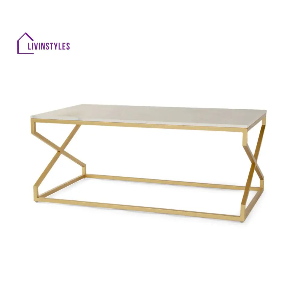 Melbourne Marble Coffee Table In Gold Finish