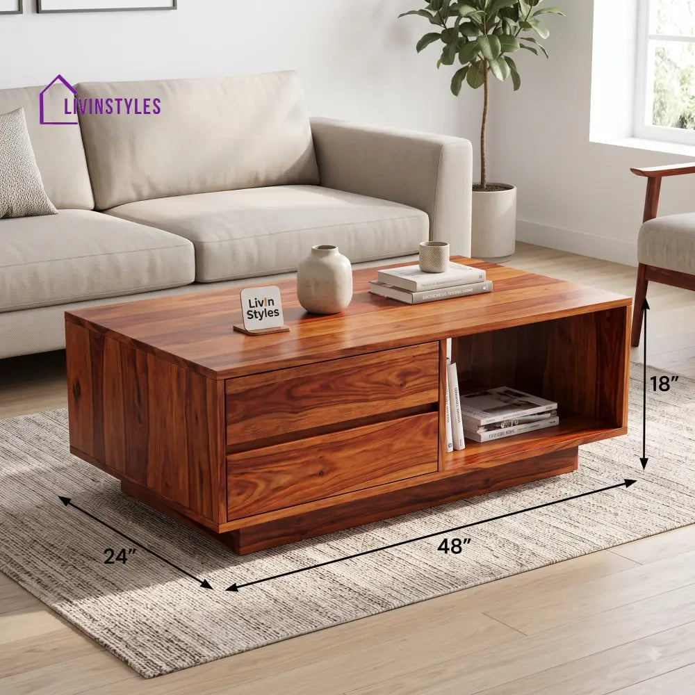 Mélina Wooden Coffee Table for Living Room | Tea Table | Teapoy | Center table