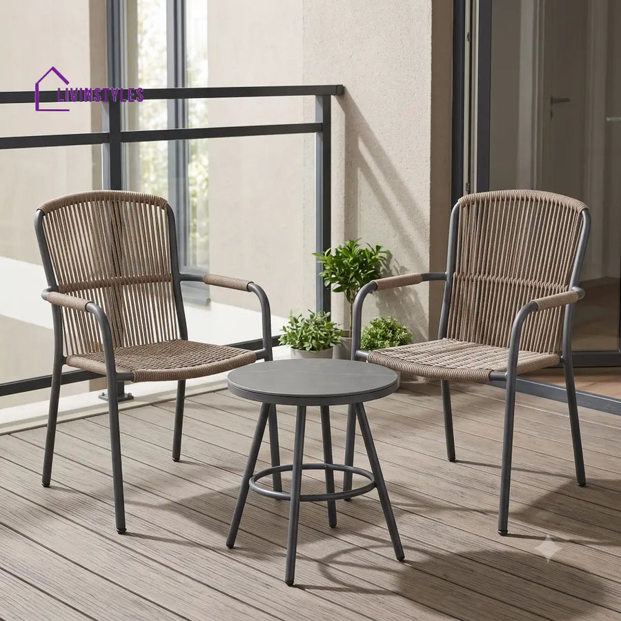 Melodie Outdoor Set 2 Chairs and 1 Table | Balcony Furniture Set