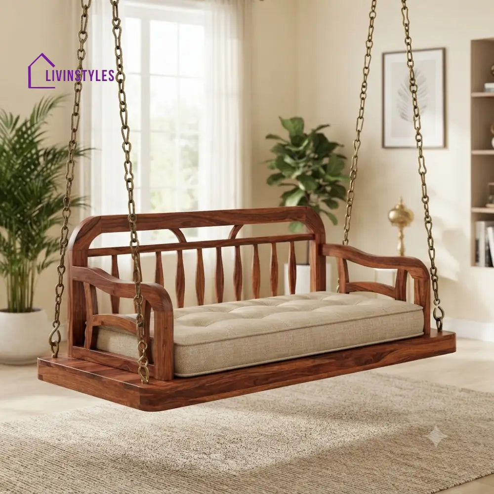 Melvin 2 Seater Wooden Swing for Home | Wooden Jhula for home