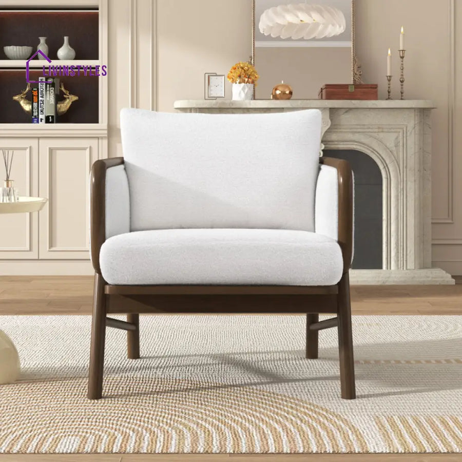 Menaka Solid Wood and Fabric Arm Chair | Living Room Chair | Lounge Chair