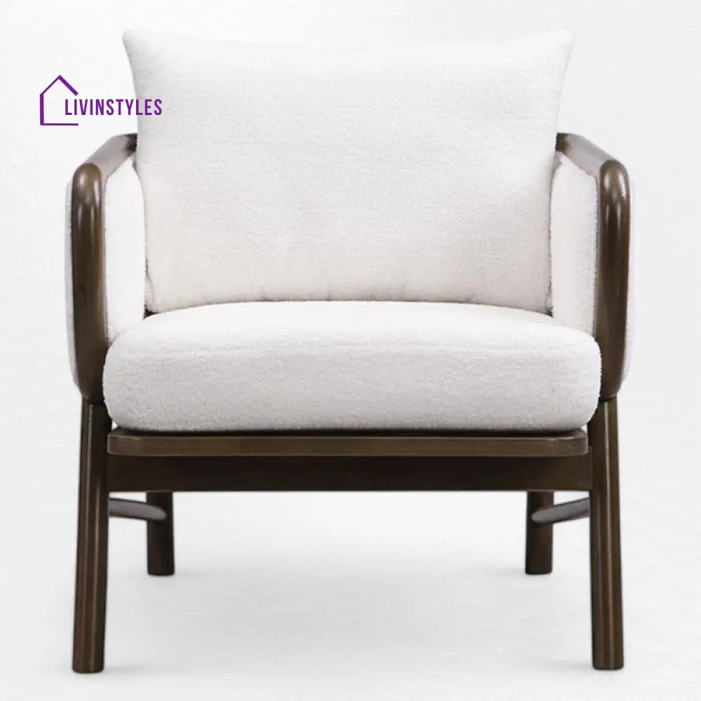 Menaka Solid Wood and Fabric Arm Chair | Living Room Chair | Lounge Chair