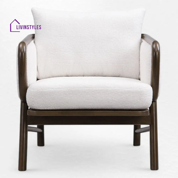 Menaka Solid Wood and Fabric Arm Chair | Living Room Chair | Lounge Chair