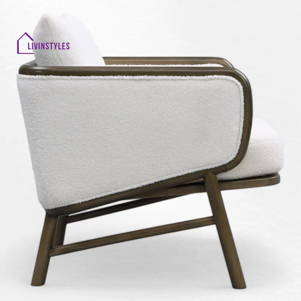 Menaka Solid Wood and Fabric Arm Chair | Living Room Chair | Lounge Chair