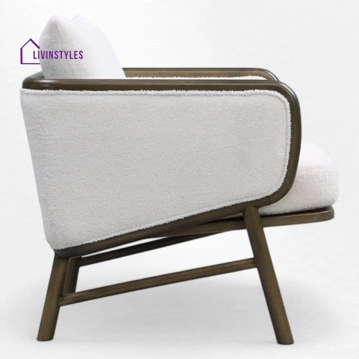 Menaka Solid Wood and Fabric Arm Chair | Living Room Chair | Lounge Chair