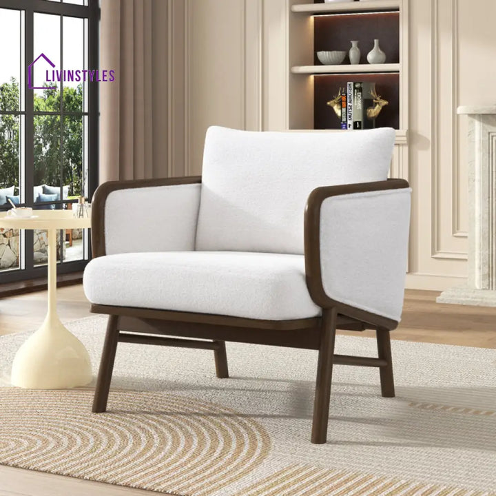 Menaka Solid Wood and Fabric Arm Chair | Living Room Chair | Lounge Chair