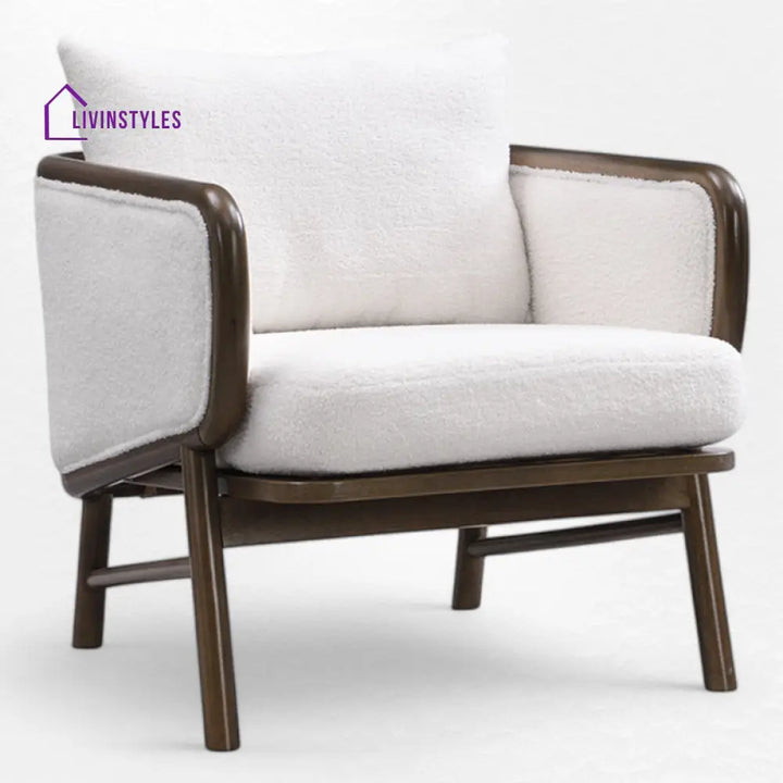 Menaka Solid Wood and Fabric Arm Chair | Living Room Chair | Lounge Chair