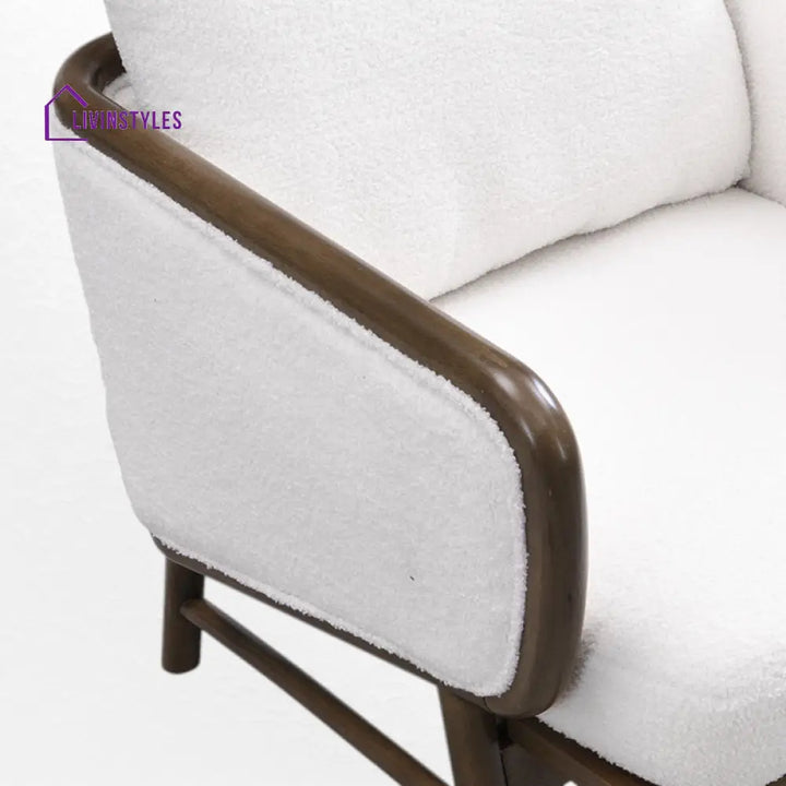 Menaka Solid Wood and Fabric Arm Chair | Living Room Chair | Lounge Chair