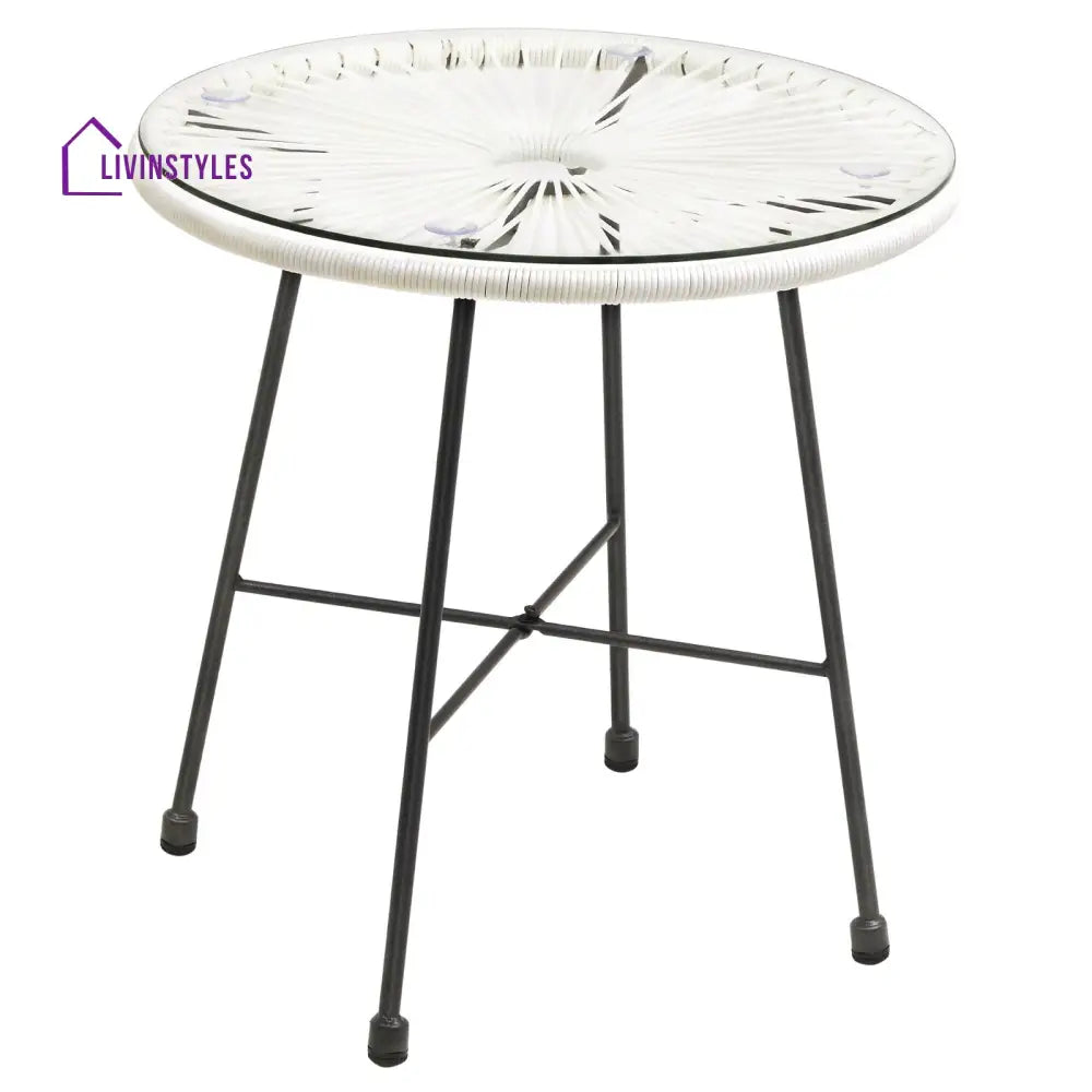Ment Outdoor Patio Seating Set 2 Chairs and 1 Table Set (White) - Coffee Table Sets